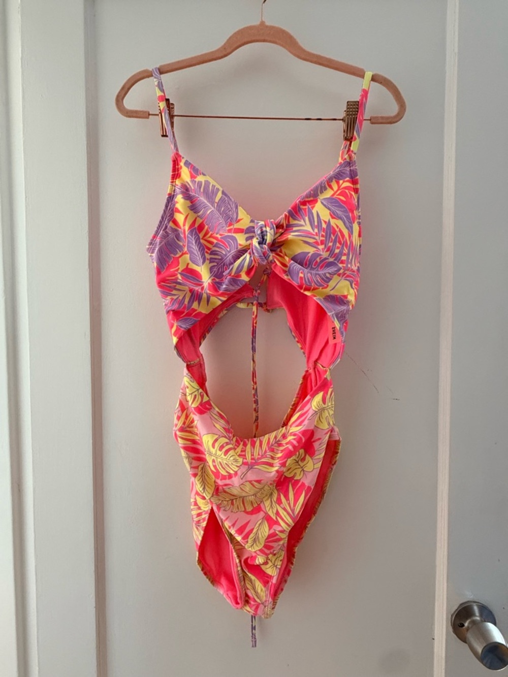 Tropical Leaf Cut Out One-Piece Swimsuit with